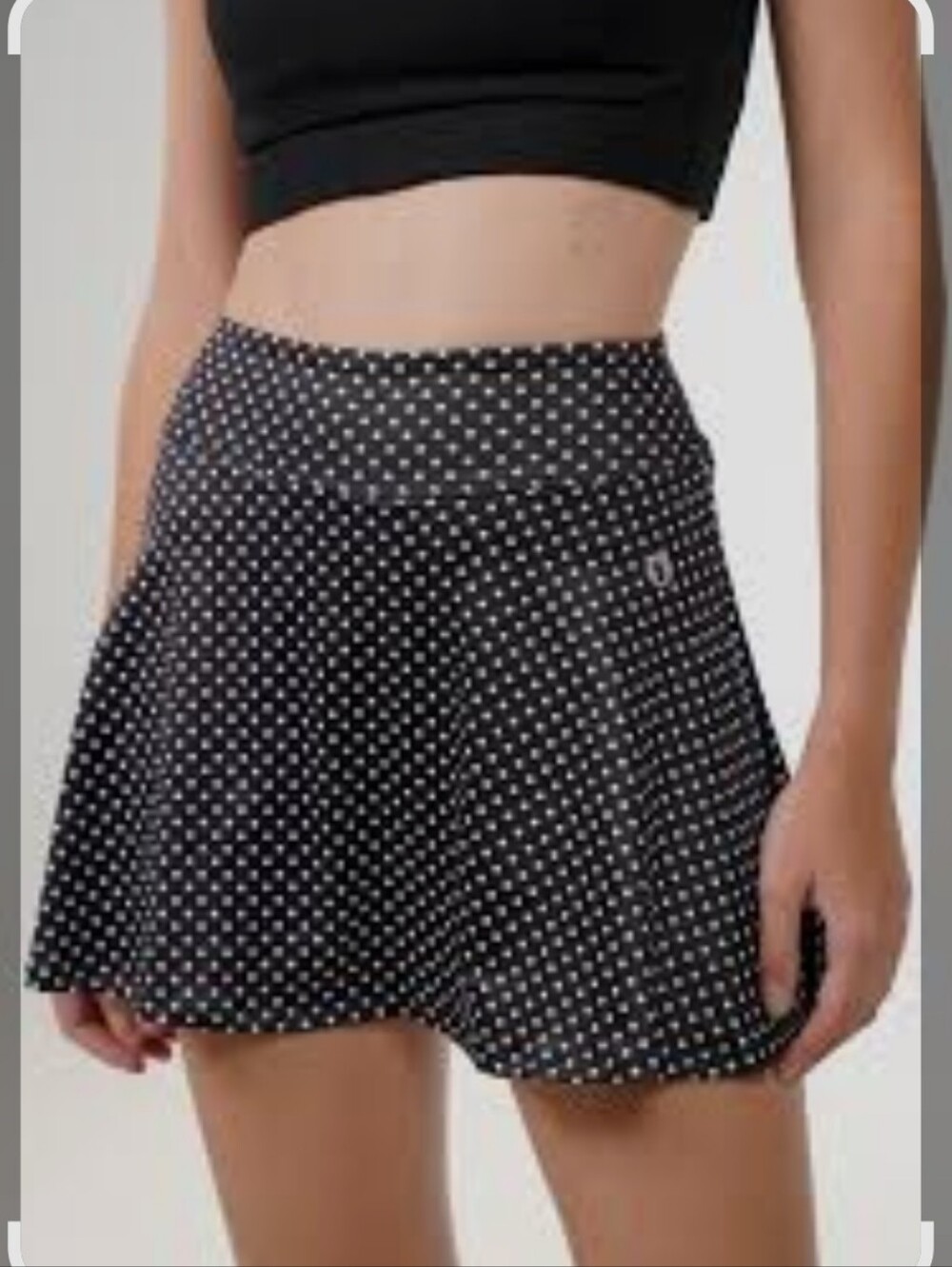 Polka Dot Black Athletic Skort with Wide Waistband